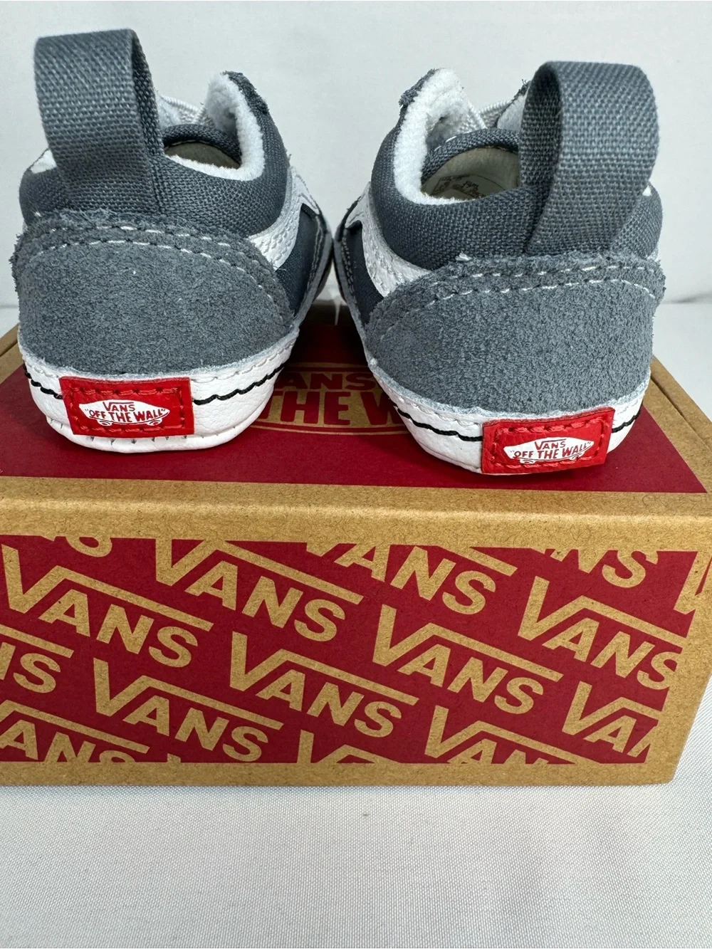 Vans Baby Crib Gray & White Classic Slip-On Style Sneakers